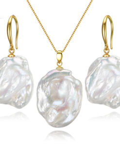 13-15mm keshi Natural Freshwater Pearl Earring necklace Set
