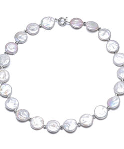 14-16mm AA coin 925 silver wholesale natural pearl necklace
