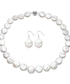 15-16mm AA coin Freshwater Pearl Earring Jewelry Set