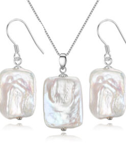 15*20mm white Natural S925 Sterling Silver Freshwater Pearl Jewelry Set