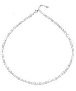 3-4mm AA 16 inch small rice seed 925 sterling silver pearl chocker necklace