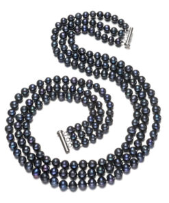 3rows 7-8mm potato AA- 925 sterling silver black pearl necklace price