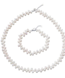 4-5mm AA 16 and 7 inch white new big pearl necklace earrings jewelry set