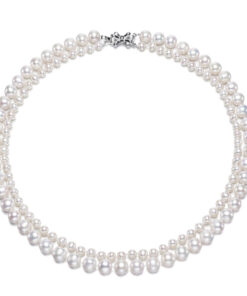 5-8mm 2rows nice wedding heart freshwater pearl shape necklace wholesale