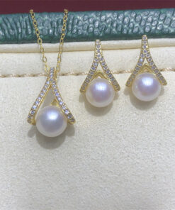 5mm Natural Freshwater Pearl Necklace Earrings Ring jewelry set
