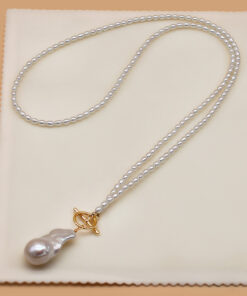 5mm AA rice long pearl necklace 32inches pearl natural pearl necklace