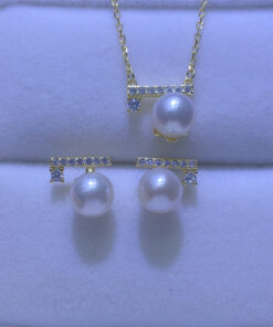 5mm button 3A Natural Freshwater Pearl Necklace Earrings Ring jewelry set