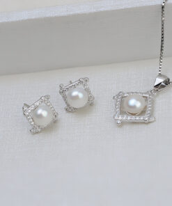 6&8mm button High Quality 925 Silver Natural Freshwater Pearl Earrings