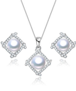 6&8mm button shape wholesale pearl necklace pearl sliver 925 jewelry set