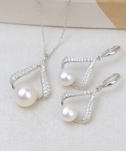 6&9mm button Jewelry Sets 925 Sterling Natural Freshwater Pearl set