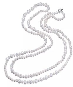 6mm&9mm multi layer pearl necklace 60'' natural freshwater pearl necklace