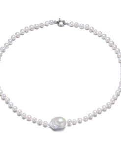 6mm AA off round & 15x20mm AA+ baroque irregular natural pearl necklace