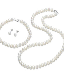 6mm button 3A Women Fashion Natural Freshwater Jewelry Pearl Set