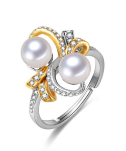 6mm button beautiful 925 silver fancy freshwater pearl rings for women