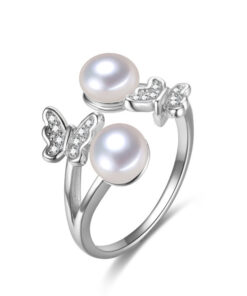 6mm button white Jewelry Charm Freshwater Pearl Ring