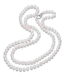 7-8mm AA- potato pearl necklace 35'' long white color real pearls