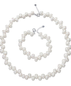 7-8mm AA- rice shape 925 sterling silver pearl oyster jewelry set