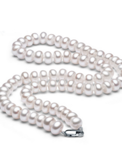 7-8mm button 925silver real white pearl necklace