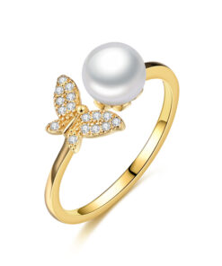 7-8mm button shape 3A grade fashion design natural pearl ring wholesale