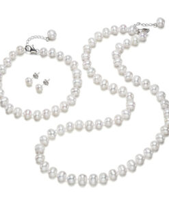 7-8mm potato pearls necklace bracelet earring set jewelry