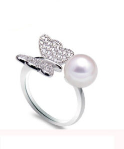 7.5-8mm 3A round natural freshwater butterfly pearl ring