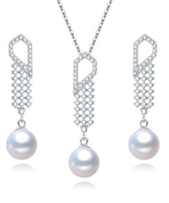 7.5-8mm freshwater pearl crystal wedding pearl set bridal