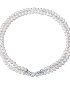 7mm AA round double strand pearl necklace set wholesale