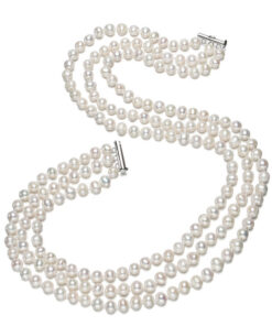 7mm potato AA- 3rows 925silver freshwater real pearl real pearl necklace