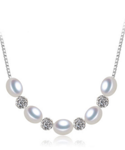 7mm rice 3A Hot selling freshwater pearl pendant silver necklace