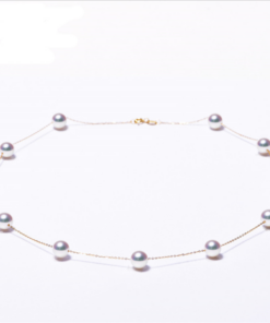 7mm round 3A 18k gold Pearl Necklace Gold Pendant Necklace Jewelry