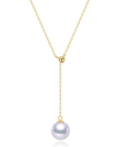 8-8.5mm 18k gold real freshwater pearl & stone mixed pendant