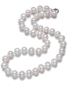 8-9mm 925 sterling silver white potato shape natural pearl jewelry necklace