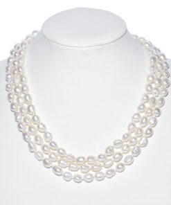 8-9mm AA baroque 3triples Real Natural Freshwater Pearl Necklace