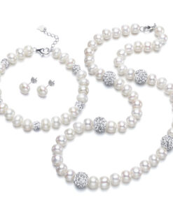 8mm 3A button round Women Real Natural Freshwater Pearl set