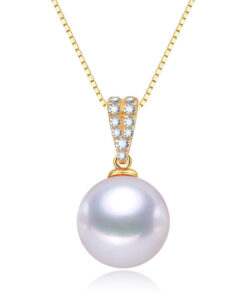 8mm 18K pure solid genuine real gold single freshwater pearl necklace
