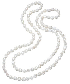 8mm baroque shape 63 inches long white color AA grade pearl necklace