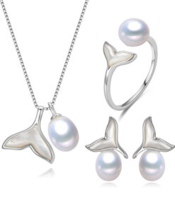 8mm button and drop Women Wedding Bridal Freshwater pearl Set
