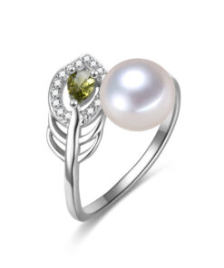 8mm button white 925 Sterling Silver Freshwater Pearl Jewelry Ring