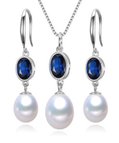 8mm drop Natural Freshwater Pearl Jewelry Set S925 Sterling Silver Sets