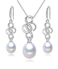 8mm size drop pearl New jewelry design pearl 925 sterling silver set