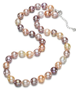 9-10mm baroque AA+ 925silver High Quality Real Chinese Pearl Necklace