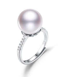 925silver freshwater big size 10-11mm round pearl ring