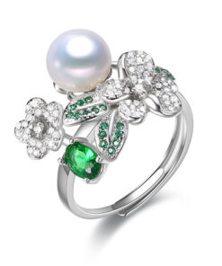 7-8mm button shape 3A grade fashion design natural pearl ring wholesale