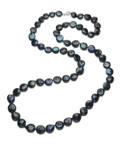 black color coin 12-14mm 36inches AA Natural Freshwater Pearl Necklace