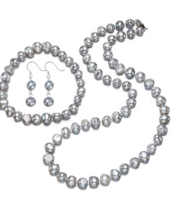 fashion grey color 8mm baroque pure freshwater pearl set