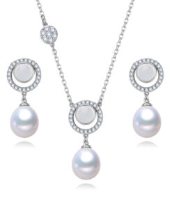 natural genuine 925 silver pearl pendant necklace earring real pearl sets