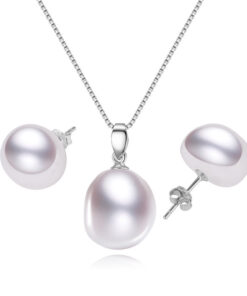 nature pearl 925 SILVER jewelry set ,12mm big baroque freshwater pearl set