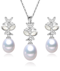 new style 8mm drop jewelry set gold cherry shape pearl necklace set