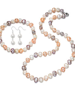 8mm baroque mixed color nice freshwater cheap girls pearl jewelry set
