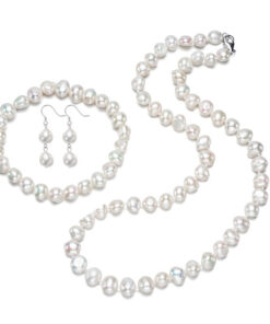 new necklace earring bracelet 8mm baroque AA real pearl jewelry set